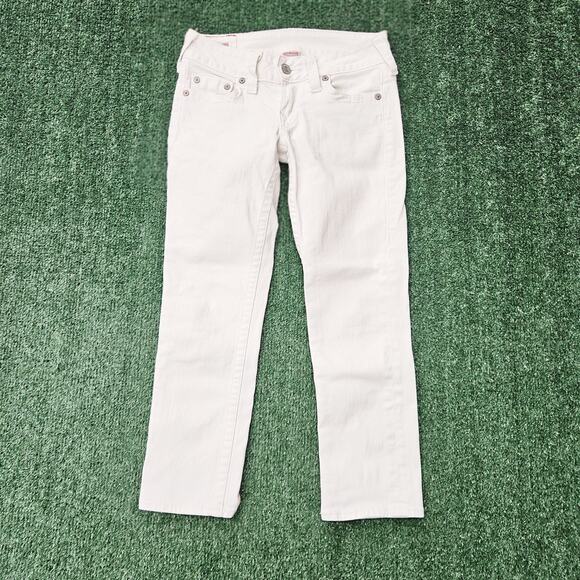 True Religion Women's Size 27 White Lizzy Denim Summer Cropped Jeans - Picture 7 of 16
